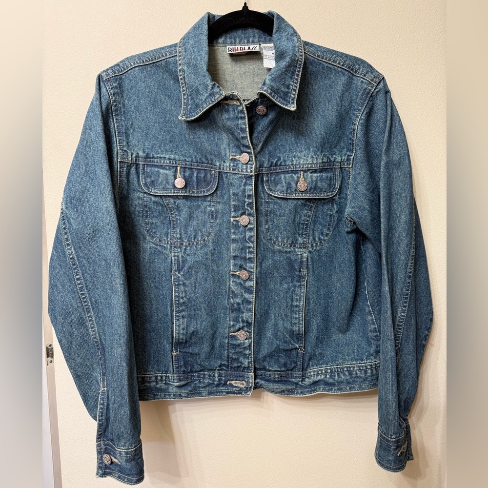 Bill Blass M Vintage Jean Jacket Coastal Cowgirl Retro 90s Y2K Denim Trucker